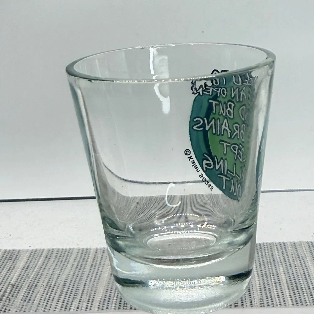 Kalan Funny Shot‎ Glass Open Mind Brains Falling Out SG245 Clear Novelty Barware
